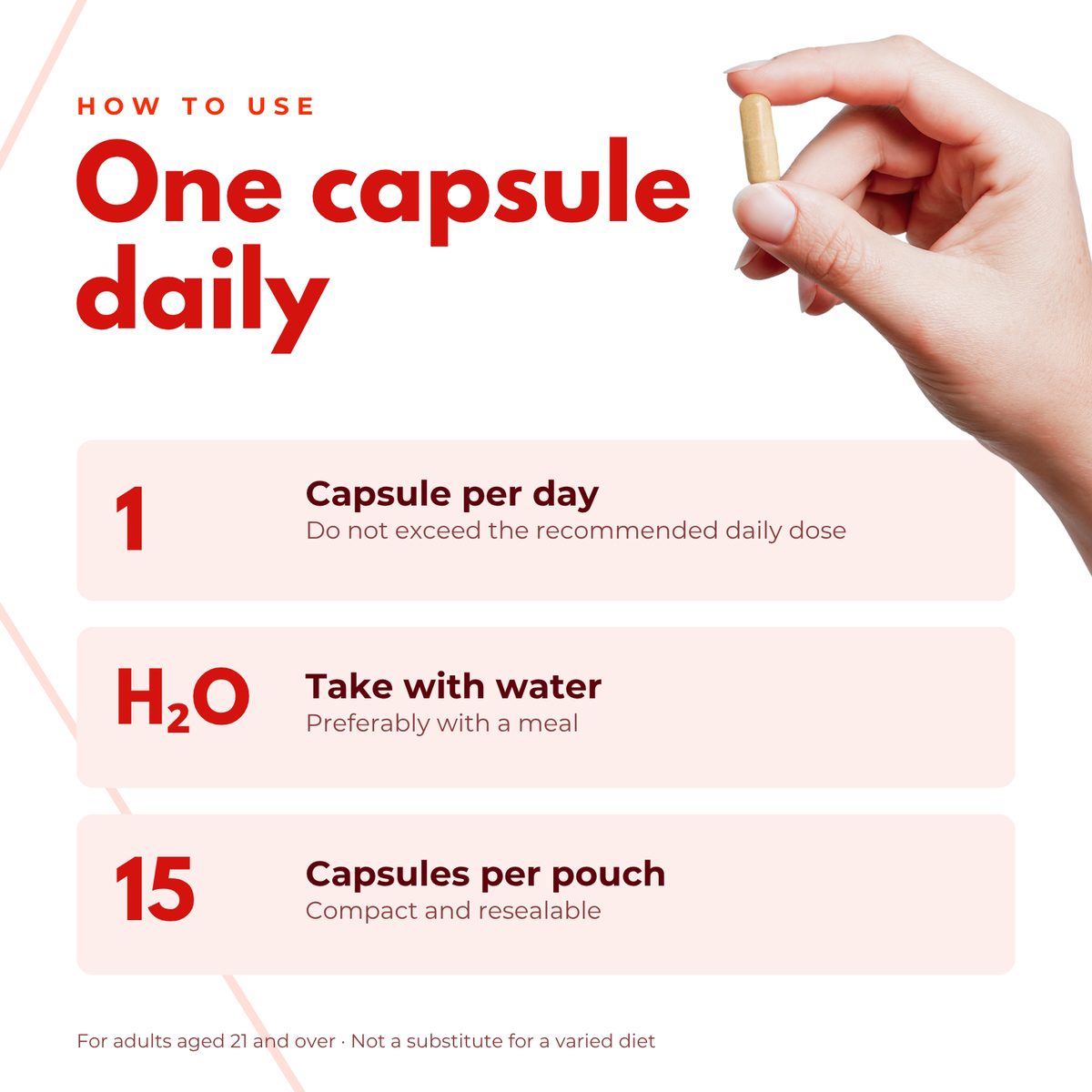 How to use Stamina — one capsule daily with water, preferably with a meal